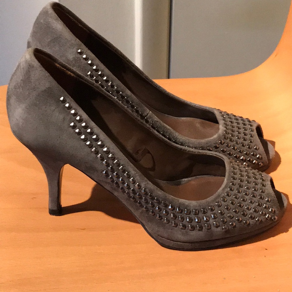 Zara Grey Pyramid Stud Pumps